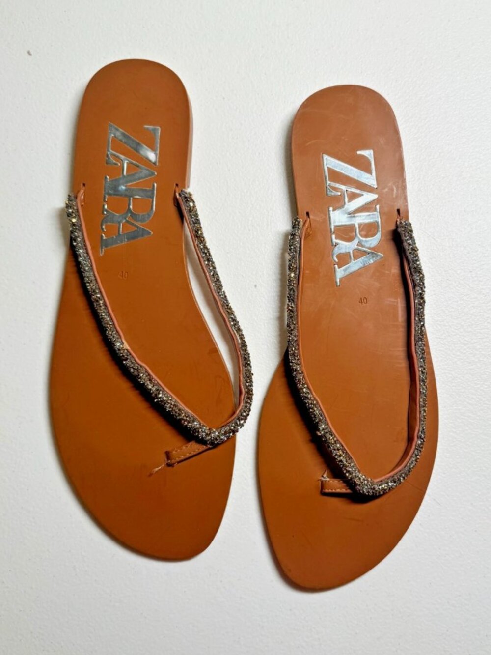 Zara Slippers Sandals with Rhinestones Women's Size 40
